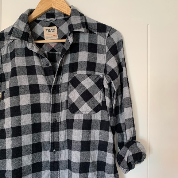 Tna Oversized Fit Plaid Flannel Shirt 